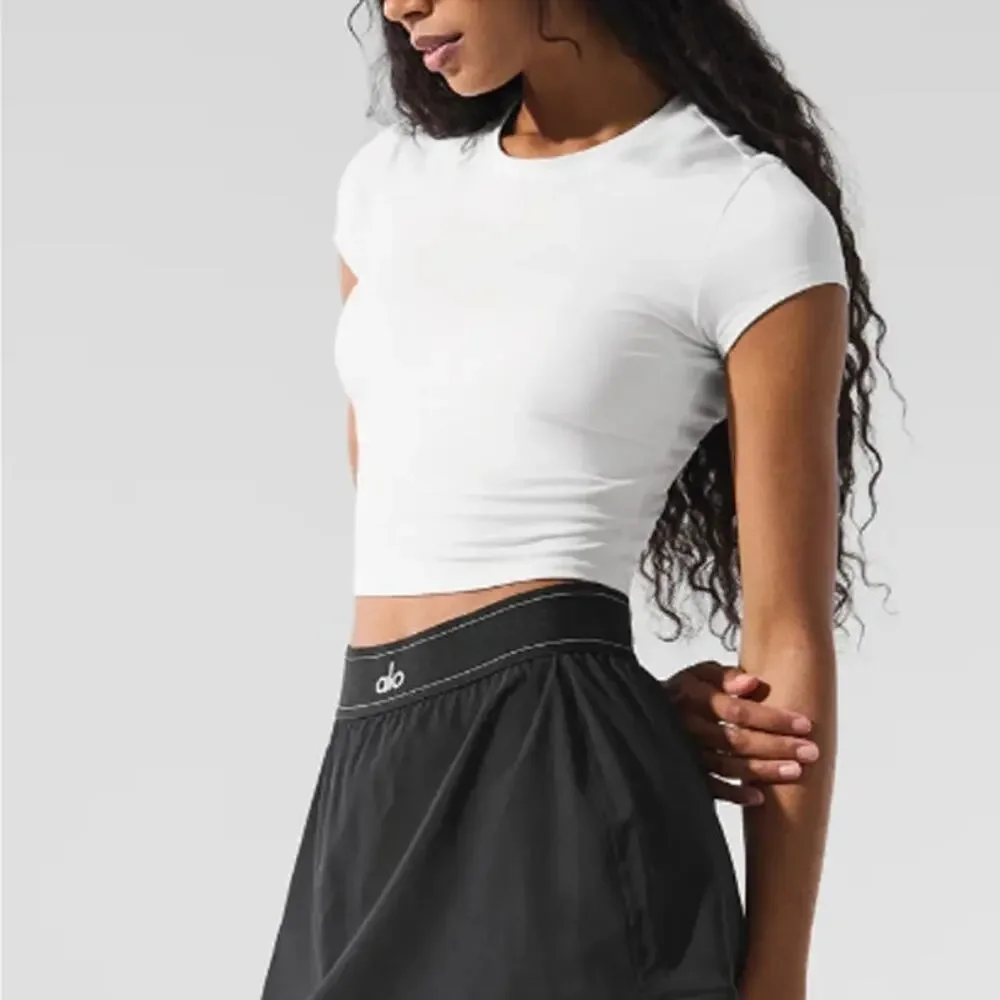 Alo Yoga White Alosoft Crop Finesse Short Sleeve Tee Size S